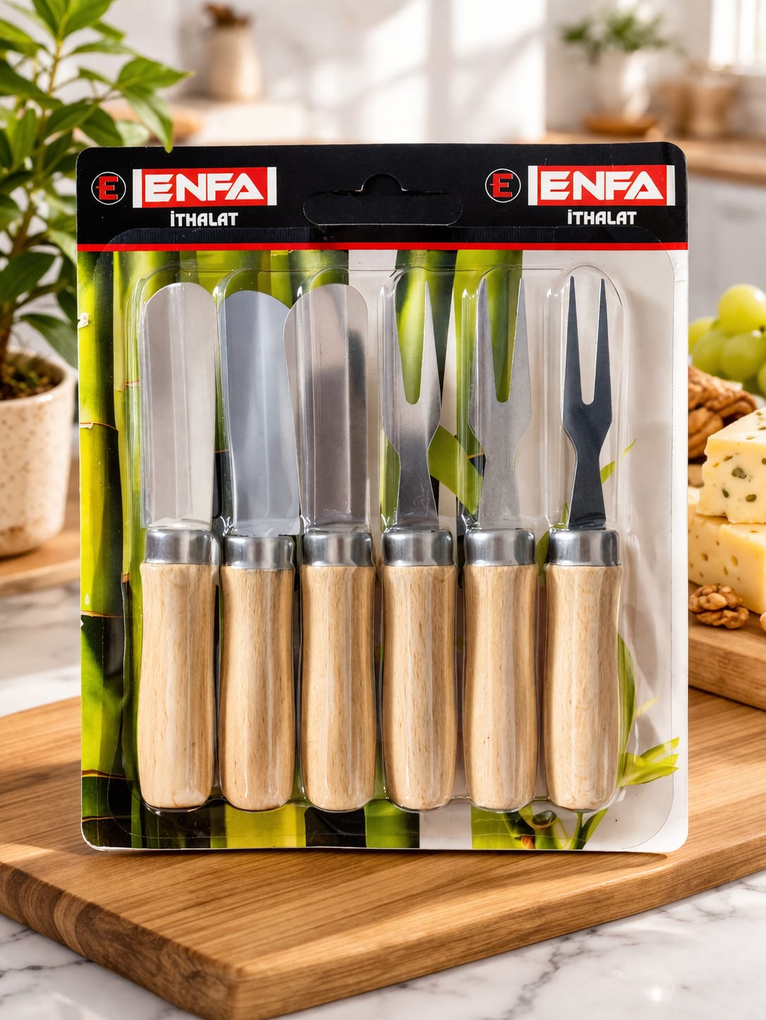 BAMBU SAPLI 6 LI BIÇAK,ÇATAL SETİ 